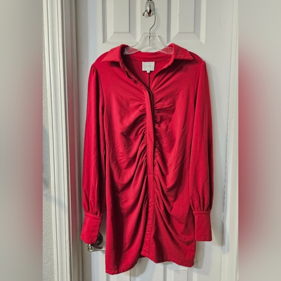 Sundays NYC Sabrina Tee Shirt Dress in Chili Red - Picture 2 of 8